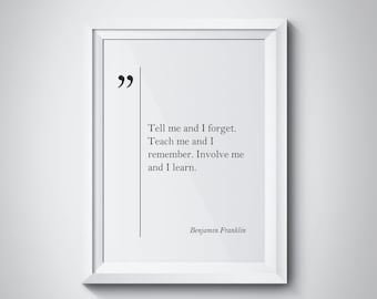 Benjamin Franklin Quote Education Poster Benjamin Franklin Print  Teacher Gift Graduation Franklin Poster College Wall Art Teacher Wall Art