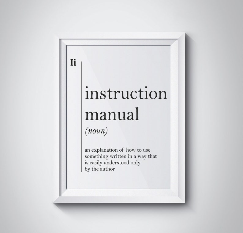 Instruction Manual Definition Engineer Gift Office Wall Art Etsy