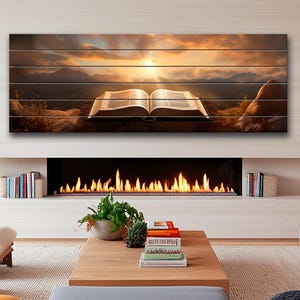 The Holy Bible Print on Wood, Bible Wall Art, Christian Wall Decor, Religious Wall Art, Rustic Bible Wood Print, Wood Wall Art