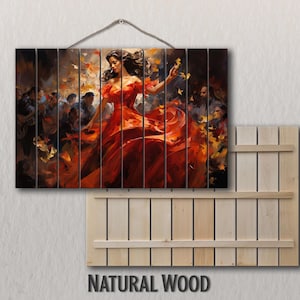 Wood Wall Art - Beautiful Flamenco Dancer Painting Printed on Wood, Dancing Wall Art, Vintage Bar Print, Dancing Studio Wall Decor