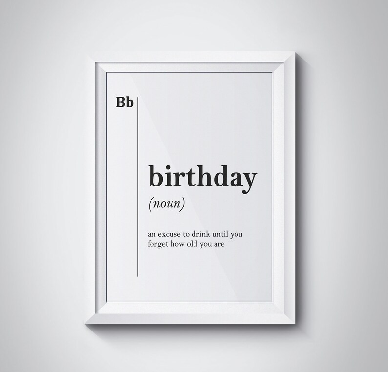 Birthday Definition Print Birthday Gift Ideas Gift for Friend Etsy