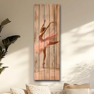 Ballerina Print on Natural Wood, Rustic Ballerina Painting, Ballet Wall Art, Ballet School Wall Decor, Ballet Teacher Gift, Ballerina Gift