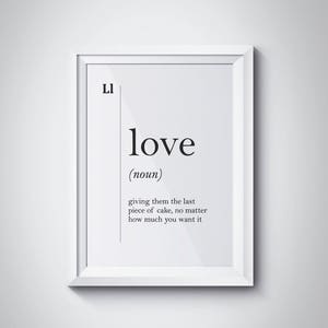Love Definition Poster Mother Children Family Gift Living Room Decor Home Wall Art Minimalist Print Dictionary Scandinavian Typography