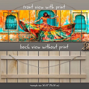 Wood Wall Art - Beautiful Indian Woman Dancing Print on Wood, Rajasthan Wall Decor, Large India Wall Art, Rajasthan Lady Poster, Wood Print