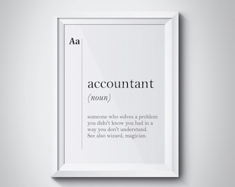 Accountant Definition, Accountant Gift, Office Decor, Coworker Gift, New Job Gift, Dictionary Typography Wall Art Dorm College Minimalism