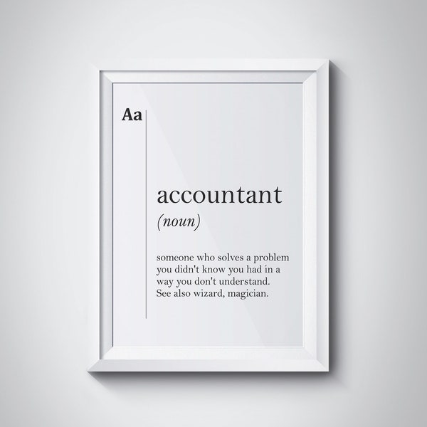 Accountant Definition, Accountant Gift, Office Decor, Coworker Gift, New Job Gift, Dictionary Typography Wall Art Dorm College Minimalism