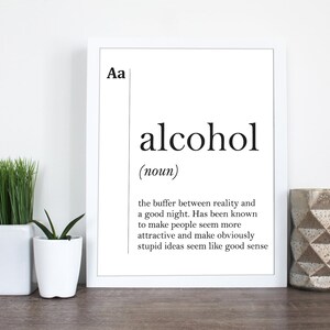 Alcohol Definition Funny Poster Alcohol Print Bar Poster Club Poster ...