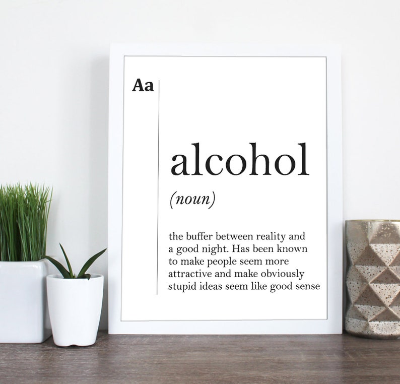 Alcohol Definition Funny Poster Alcohol Print Bar Poster Club Poster
