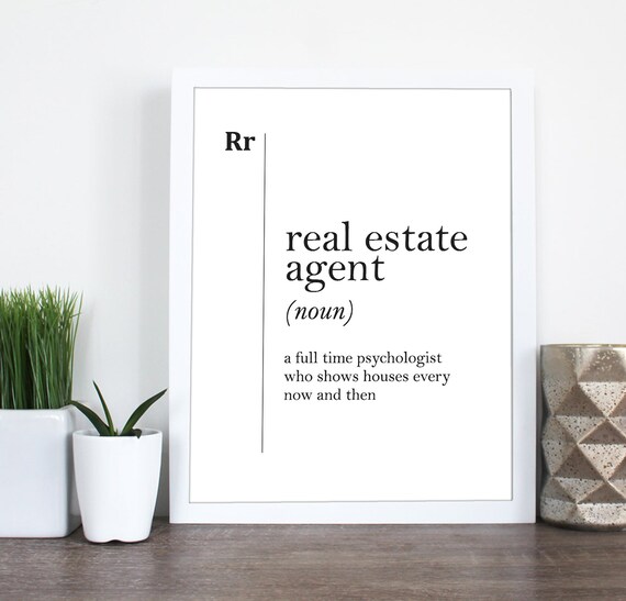 Real Estate Agent Definition Realtor Gift Real Estate Office Etsy
