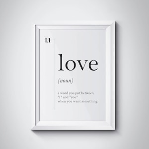 Funny Love Definition Print Valentines Gift Family Boyfriend Girlfriend Husband Gift Living Room Home Decor Minimalism Scandinavian Poster