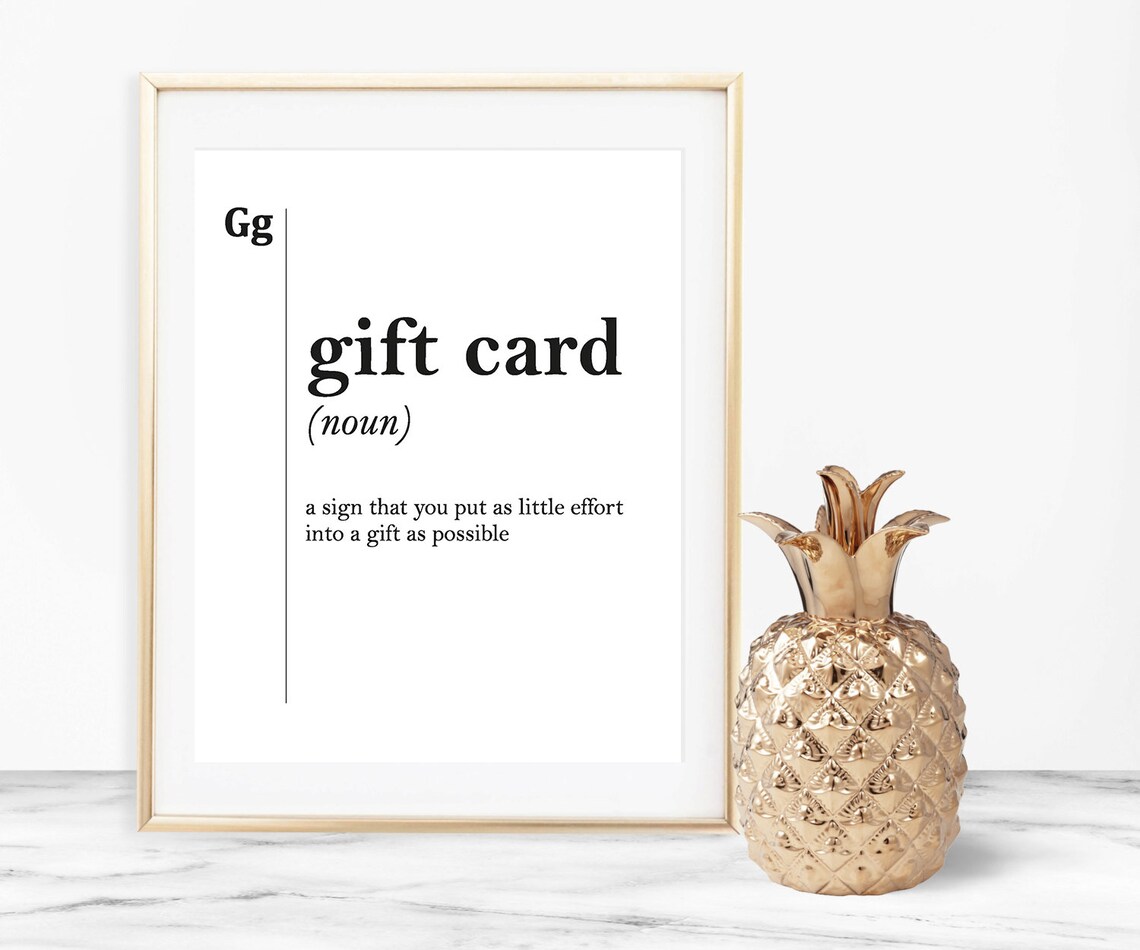 Gift Card Definition Print Friend Gift Dorm Office Decor Etsy
