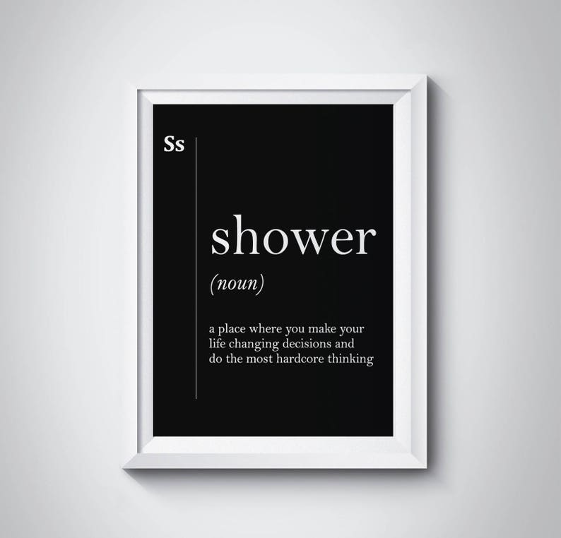 Shower Definition Bathroom Art Definition Print Black Print Etsy