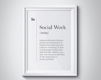 Travail social définition impression travailleur Social cadeau courses cadeau nouveau travail mur Art scandinave travail Social Art dictionnaire Social Poster mural