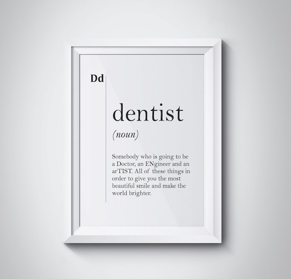 Dentist Definition Poster Dental Office Orthodontist Dentist Etsy