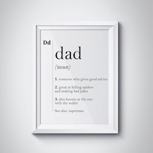 Dad Definition Gift for Dad Print Fathers Day Father Gift Parents Gift Minimalist Poster Best Father Gift Typography Scandinavian Dictionary