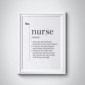 Nurse Definition Print, Nurse Gift, Nurse Wall Art, Nurse Graduation Gift, Nurse Poster, Nurse Office Decor