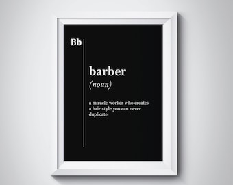 Barber Definition Print Barbershop Wall Art Gift for Barber Hairdresser Gift Stylist Coworker Gift Typography Art Professions Dictionary Art