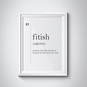 Fitish Definition Print, Funny Kitchen Wall Art, Foodie Gift, Kitchen Wall Decor