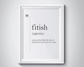 Fitish Definition Print, Funny Kitchen Wall Art, Foodie Gift, Kitchen Wall Decor