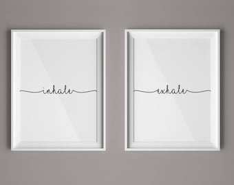 Inhale Exhale Print, Yoga Wall Art, Inhale Exhale, Yoga Gift, Pilates Art, Relaxation Gifts, Wall Prints, Breathe Print, Yoga, #HQSET01