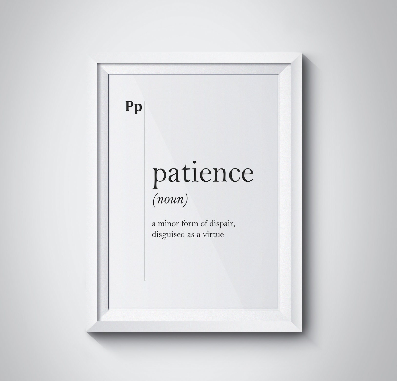Patience Definition Poster Office Wall Art Home Wall Decor Dorm Dekor