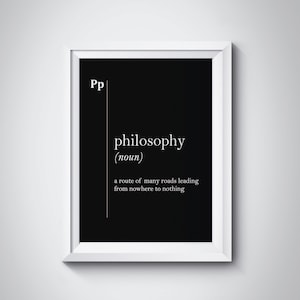 Philosophie Definition Druck PhD Geschenk für Lehrer Philosoph Geschenk Beruf Schwarz Poster Wörterbuch College Dorm Wall Art Minimalist Dekor