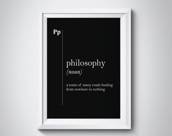 Philosophy Definition Print PhD Gift for Teacher Philosopher Gift Profession Black Poster Dictionary College Dorm Wall Art Minimalist Decor