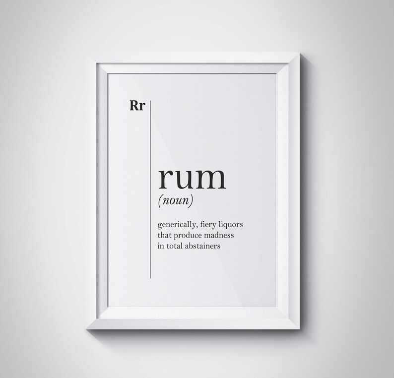 Rum Funny Definition Poster Rum Lover Gift Rum Art Alcohol Etsy