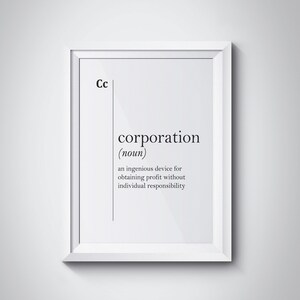 Corporation Definition Print Management Wall Art Gift For Manager Coworker Gift Boss Office Wall Decor Dictionary Typography Scandinavian