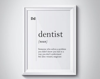 Dentist Definition Print Dental Office Orthodontist Dentist Office Decor Gift for Dentist Office Stomatology Gifts Professions Dental Gift
