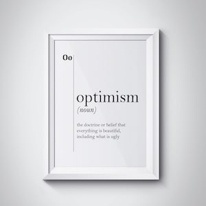 Optimism Definition Print Optimist Gift Dorm Wall Decor College Humor Poster Dictionary Wall Art Minimalist Poster Typography Scandinavian