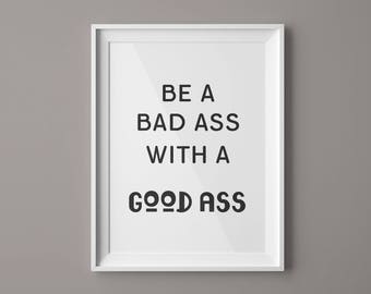 Ser un mal culo con un buen culo fitness regalo motivacional cita pared arte tipografía fitness gimnasio decoración fitness motivación