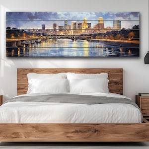 Rustikale Minneapolis Holzwandkunst - Abstrakte Minneapolis Malerei auf Holz gedruckt - Minneapolis Skyline, Minneapolis Wanddekor