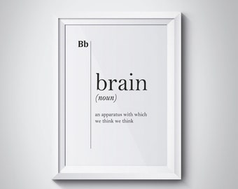 Brain Funny Definition Print Medical Quotes Dorm Wall Art Humor Coworker Dorm Decor College Art Student Gift Minimalist Poster Dictionary