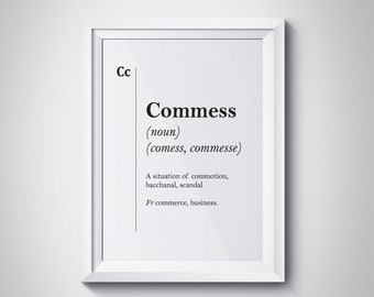 Commess Definition Print, French Business Quotes, Business Wall Art, Businessman Gift, Entrepreneur Gift, Office Decor