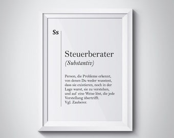 Steuerberater Poster, Steuerberater Geschenk, Buchhalter Definition, Buchhalter Geschenk, deutsche Büro Dekor, Mitarbeiter Geschenk, neue Job-Geschenk