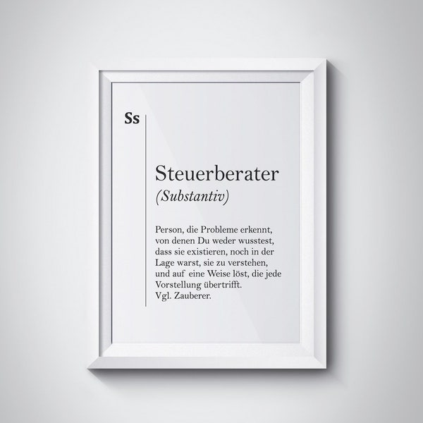 Steuerberater Poster, Steuerberater Geschenk, Buchhalter Definition, Buchhalter Geschenk, deutsche Büro Dekor, Mitarbeiter Geschenk, neue Job-Geschenk