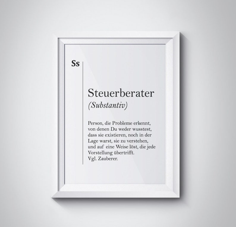 Steuerberater Poster, Steuerberater Geschenk, Buchhalter Definition