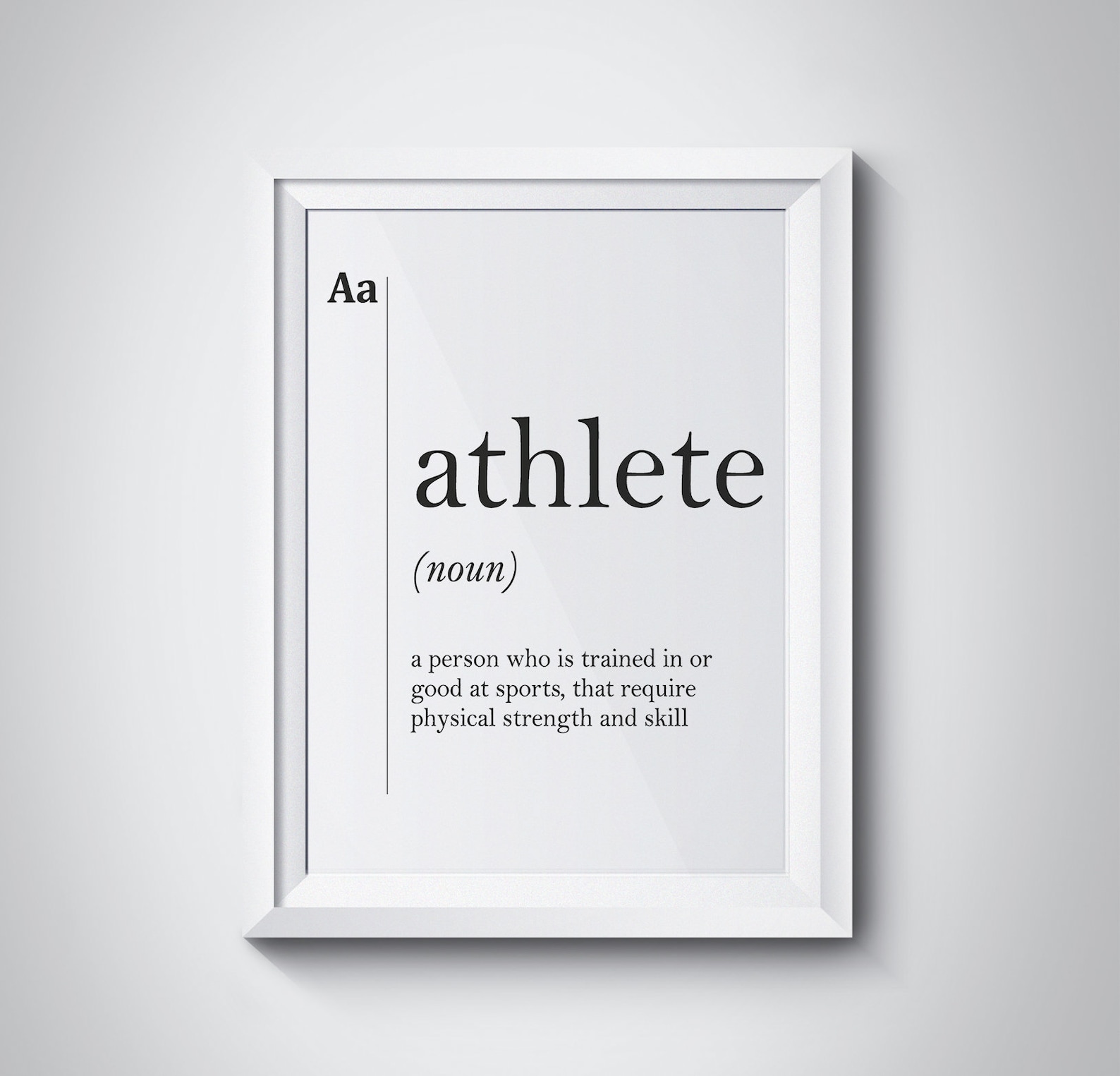 Athlete Definition Print Sports Fitness Gift Gym Decor Minimalist Wall