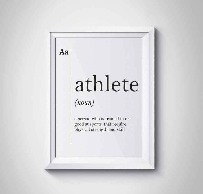 Athlete Definition Print Sports Fitness Gift Gym Decor Minimalist Wall