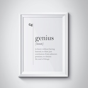 Genius Definition Print Friend Gift Husband Gift Wife Gift Home Wall Decor Coworker Gift Science Gift Lawyer Gift Artist Gift Office Decor