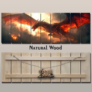 Wood Wall Art - Large Dragon Print on Wood, Fantasy Wall Art, Dragons Wall Art, Rustic Fantasy Wall Decor, Fantasy Painting, Wooden Decor