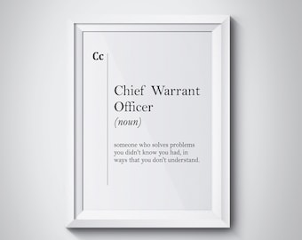 Chief Warrant Officer Definition, Chief Warrant Officer Poster, Chief Warrant Officer Gift, Military Wall Art