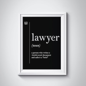 Lawyer Definition Lawyer Gift Funny Lawyer Poster Lawyer Office Decor Attorney Gift Dorm Art Lawyer Art Lawyer Graduation Gift Law Gift