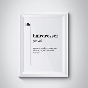 Barber Definition Print Gift For Barber Hairdresser Gift Etsy