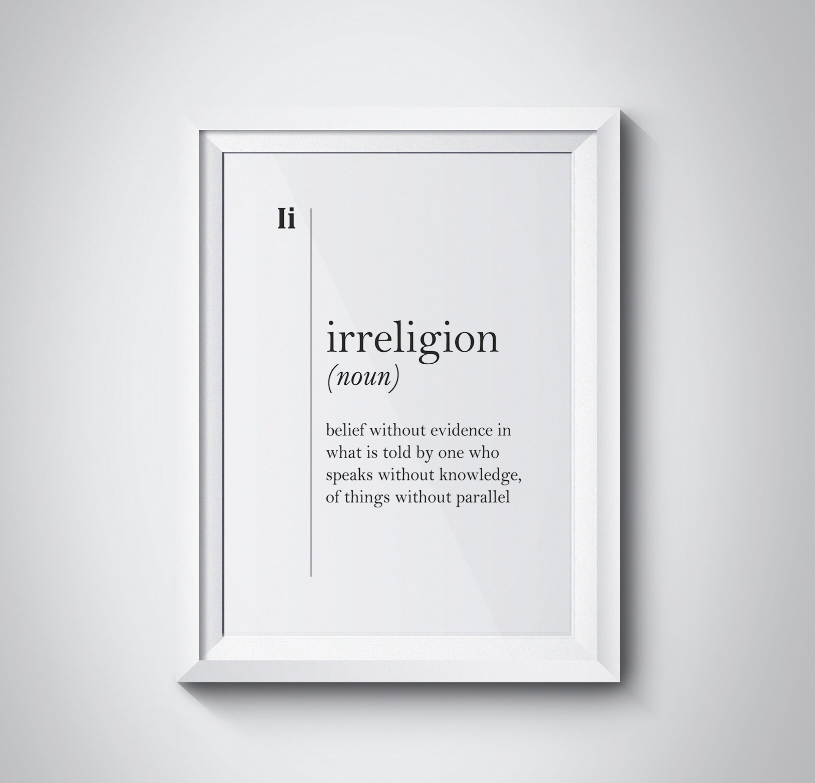Irreligion Definition Atheism Print Art Atheist Gift Poster Religion
