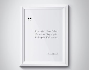 Samuel Beckett Quote Motivational Wall Art Student Gift Samuel Beckett Wall Art Coworker Gift Inspiring Poster Dorm Decor Print College Art