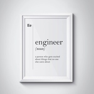 Engineer Definition Engineer Gift Engineer Mechanics Gift Professions Office Decor Coworker Gift New Job Gift Dictionary Art Scandinavian