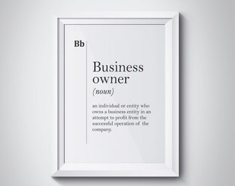 Business Owner Definition, Businessman Gift, Entrepreneur Gift, Office Decor