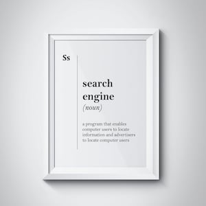 Search Engine Funny Print Word Definition Art Office Wall Art Friend Gift Idea Dorm Decor Office Decor Funny Poster SEO Gift IT Manager Gift
